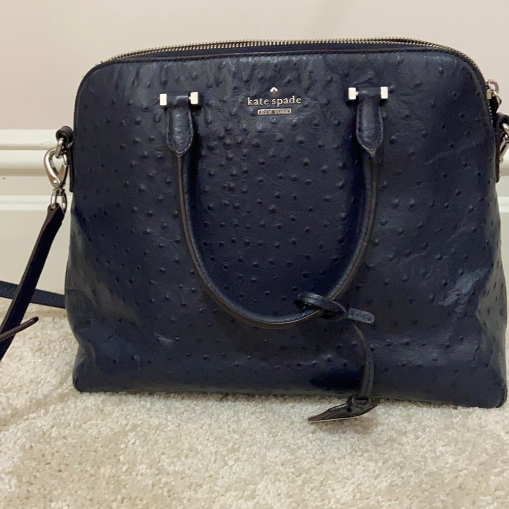 Kate Spade Faux Ostrich Navy bag